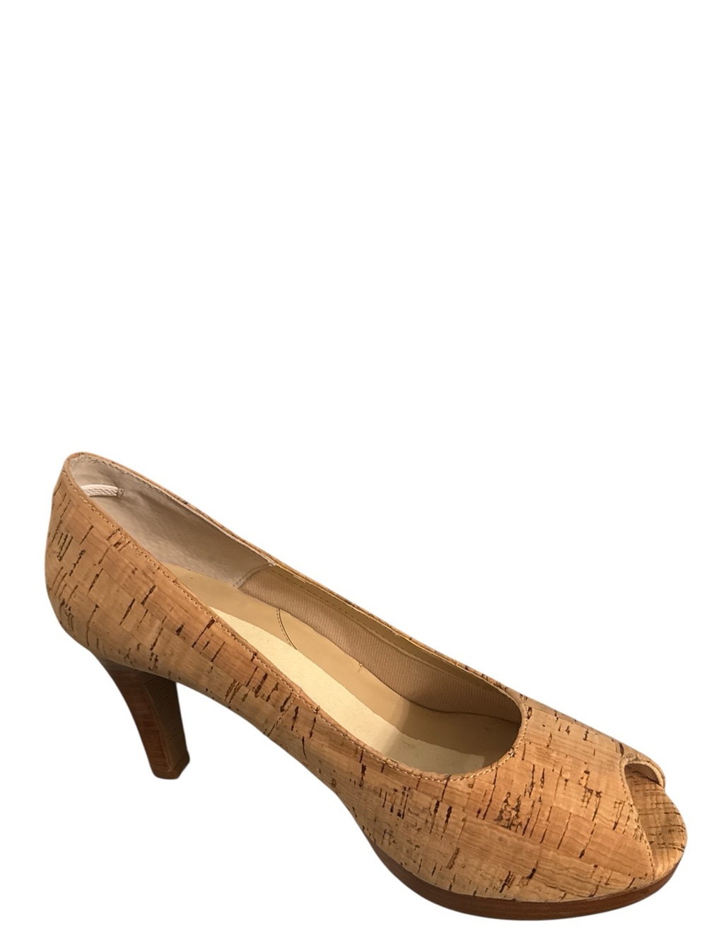 Rose Petals by Walking Cradles Cork Peep-toe Pumps Size: 9W